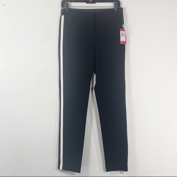 Vince Camuto tuxedo black white stripe pointe ankle pants straight leg small - Picture 3 of 8